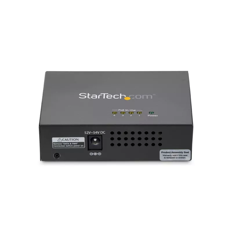 StarTech.com 4 prievadų Gigabit „Midspan“ PoE+ injektorius – 802.3at/af