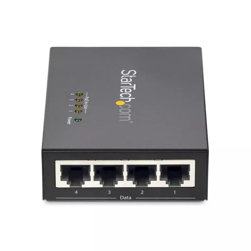 StarTech.com 4 prievadų Gigabit „Midspan“ PoE+ injektorius – 802.3at/af