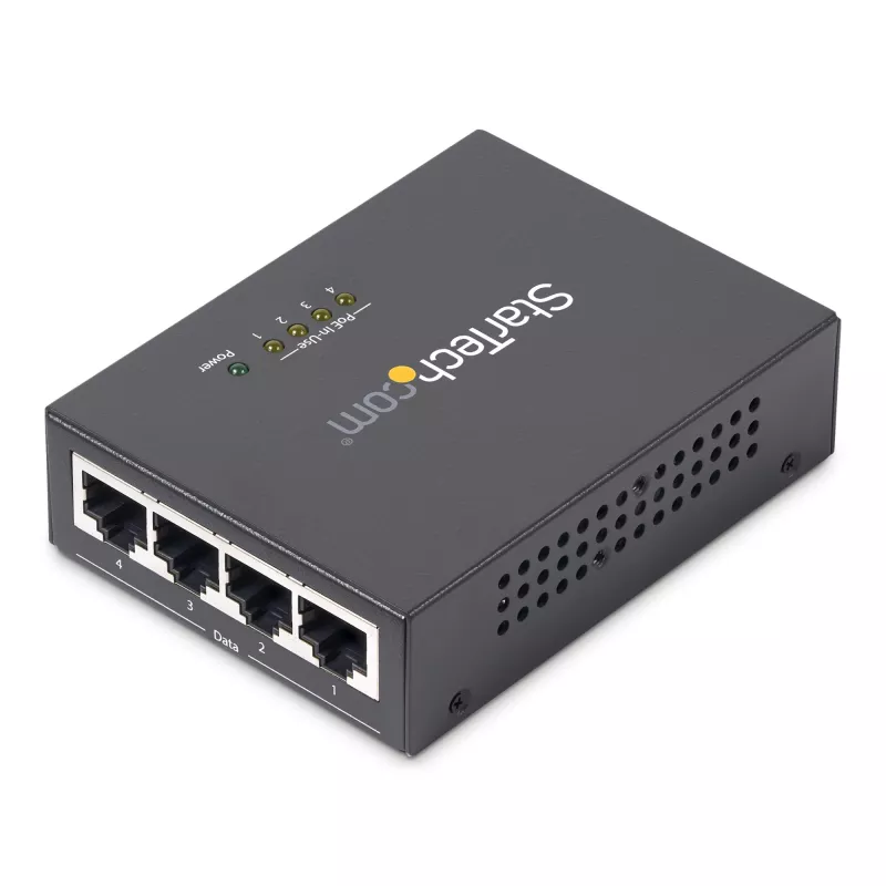 StarTech.com 4 prievadų Gigabit „Midspan“ PoE+ injektorius – 802.3at/af
