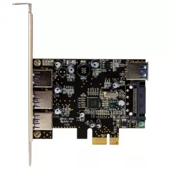 StarTech.com 4 prievadų PCI Express USB 3.0 kortelė, PCIe, USB 3.2 Gen 1, pilno / žemo profilio, juoda, nerūdijantis plienas, 3 m