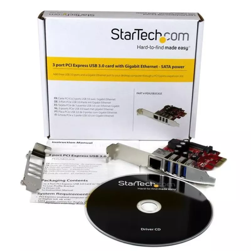 StarTech.com 3 prievadų PCI Express USB 3.0 kortelė + Gigabit Ethernet