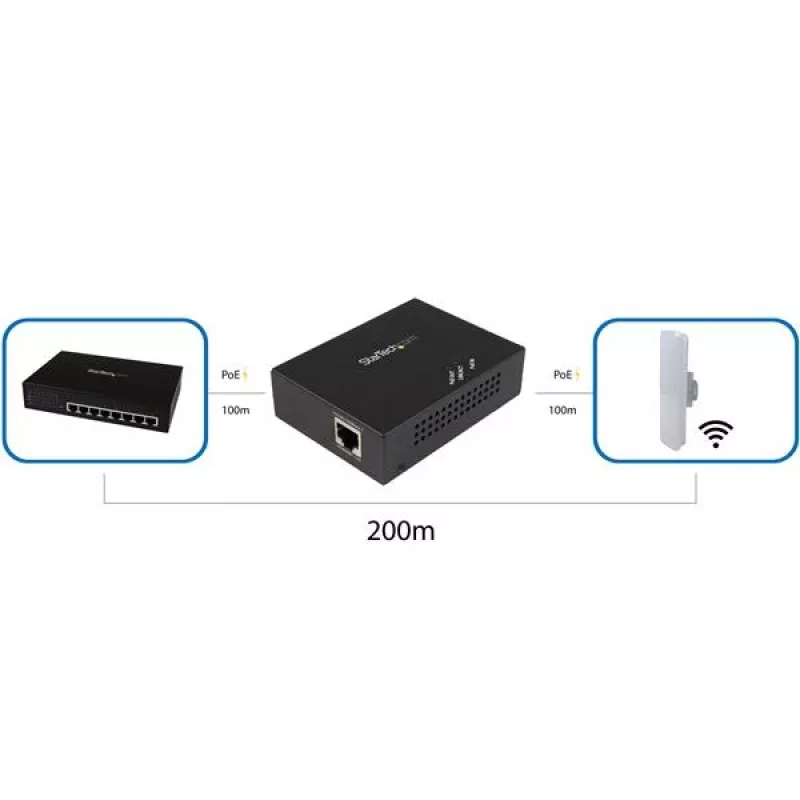 StarTech.com 1 prievado Gigabit PoE+ ilgintuvas - 802.3at ir 802.3af - 100 m (330 pėdų)