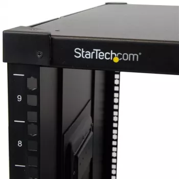 StarTech.com 9U mobilus atviras keturių stulpų serverio stovas su ratais, 19 colių, juodas