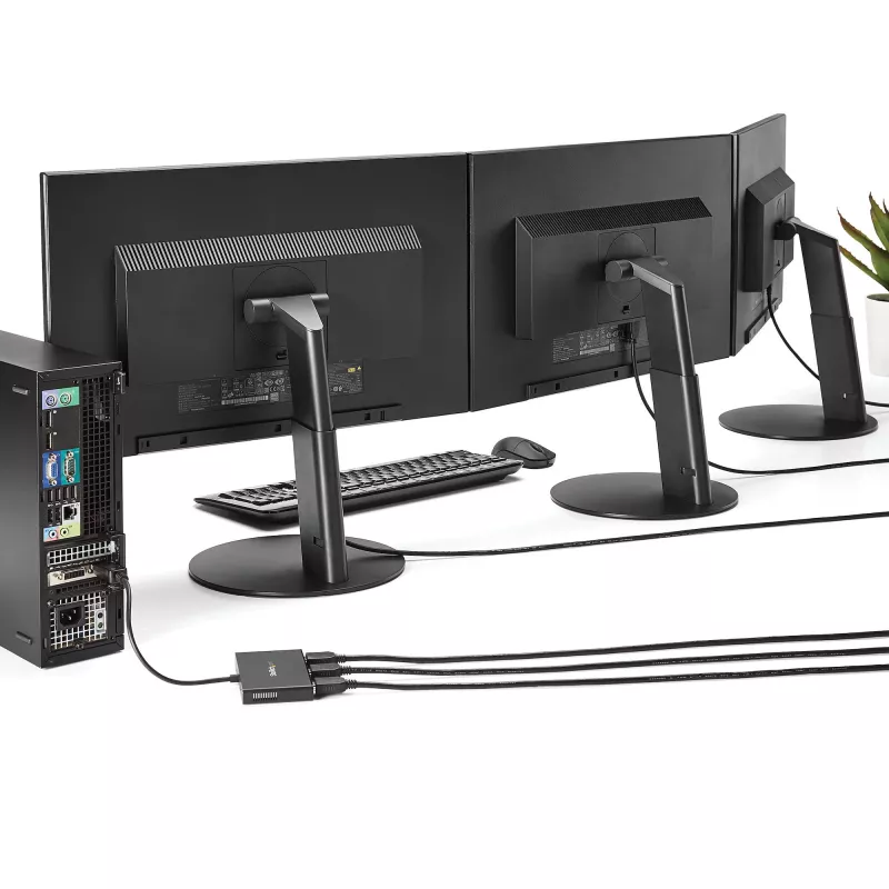 StarTech.com 3 prievadų kelių monitorių adapteris – Mini DisplayPort į HDMI MST šakotuvas – triguba 1080p arba dviguba 4K 30Hz – vaizdo skirstytuvas išplėstiniam darbalaukiui tik Windows – mDP 1.2 į 3x HDMI