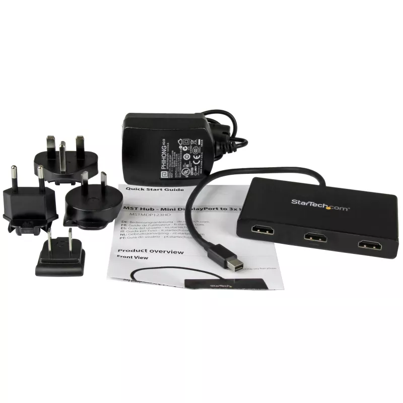 StarTech.com 3 prievadų kelių monitorių adapteris – Mini DisplayPort į HDMI MST šakotuvas – triguba 1080p arba dviguba 4K 30Hz – vaizdo skirstytuvas išplėstiniam darbalaukiui tik Windows – mDP 1.2 į 3x HDMI