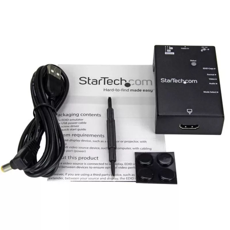 StarTech.com EDID emuliatorius HDMI ekranams – 1080p, juodas, plieninis, RoHS, CE, FCC, 1920 x 1080 pikseliai, 720p, 1080p, HDMI
