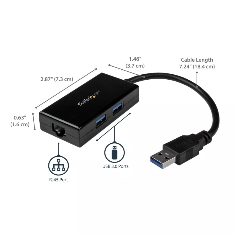 StarTech.com USB 3.0 į Ethernet adapteris, USB į RJ45, Gigabit LAN, 30 cm kabelis