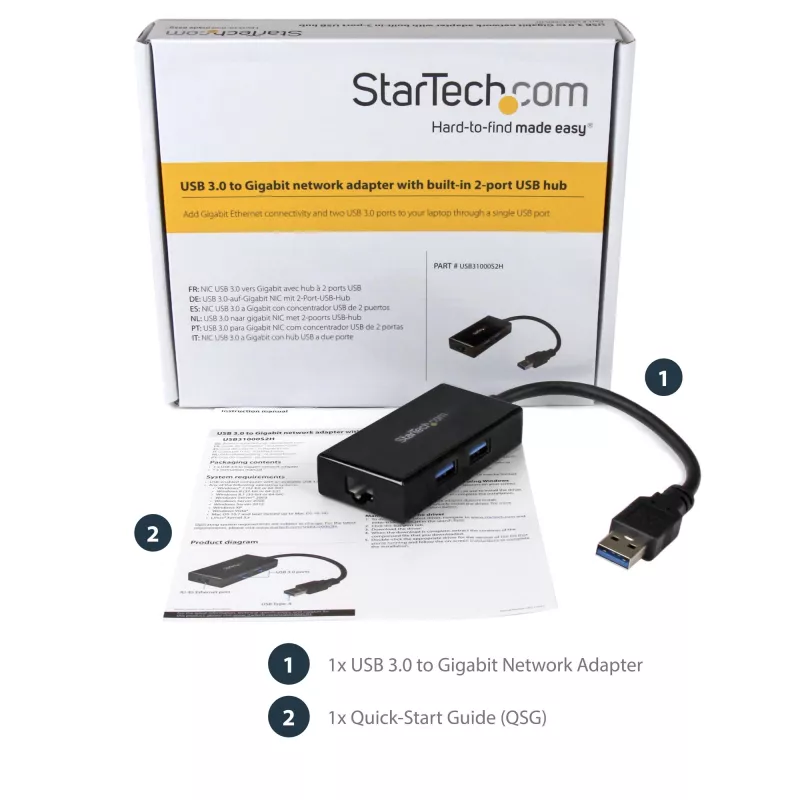 StarTech.com USB 3.0 į Ethernet adapteris, USB į RJ45, Gigabit LAN, 30 cm kabelis
