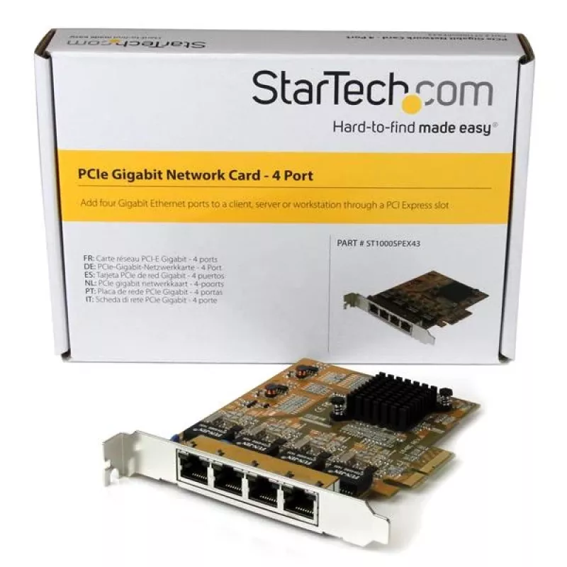 StarTech.com 4 prievadų PCIe Gigabit tinklo adapterio kortelė, vidinė, laidinė, PCI Express, Ethernet, 2000 Mbit/s