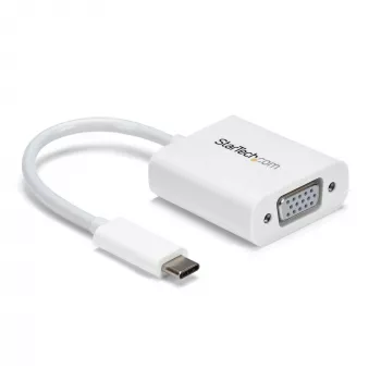 StarTech.com USB-C į VGA adapteris – Baltas, 3.2 Gen 1 (3.1 Gen 1), USB Type-C, VGA (D-Sub) išvestis, 1920 x 1200 pikselių