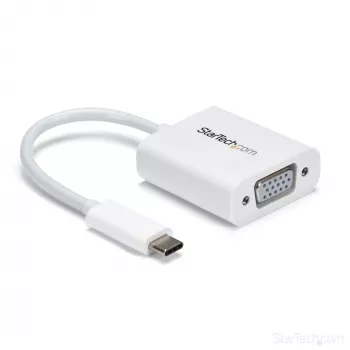 StarTech.com USB-C į VGA adapteris – Baltas, 3.2 Gen 1 (3.1 Gen 1), USB Type-C, VGA (D-Sub) išvestis, 1920 x 1200 pikselių