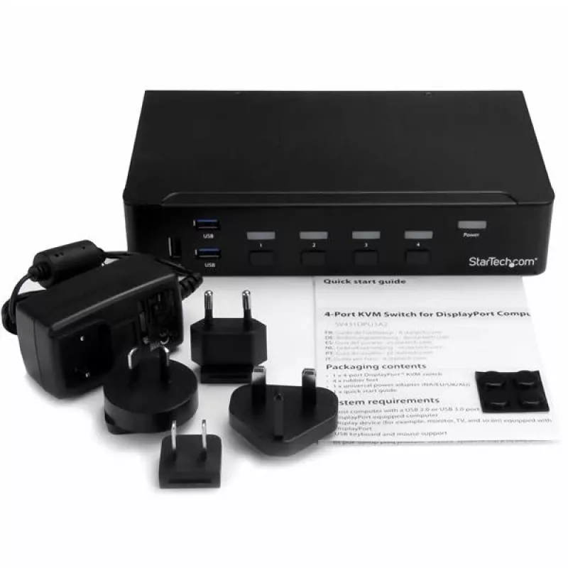StarTech.com 4 prievadų DisplayPort KVM jungiklis su USB 3.0 - 4K 30Hz