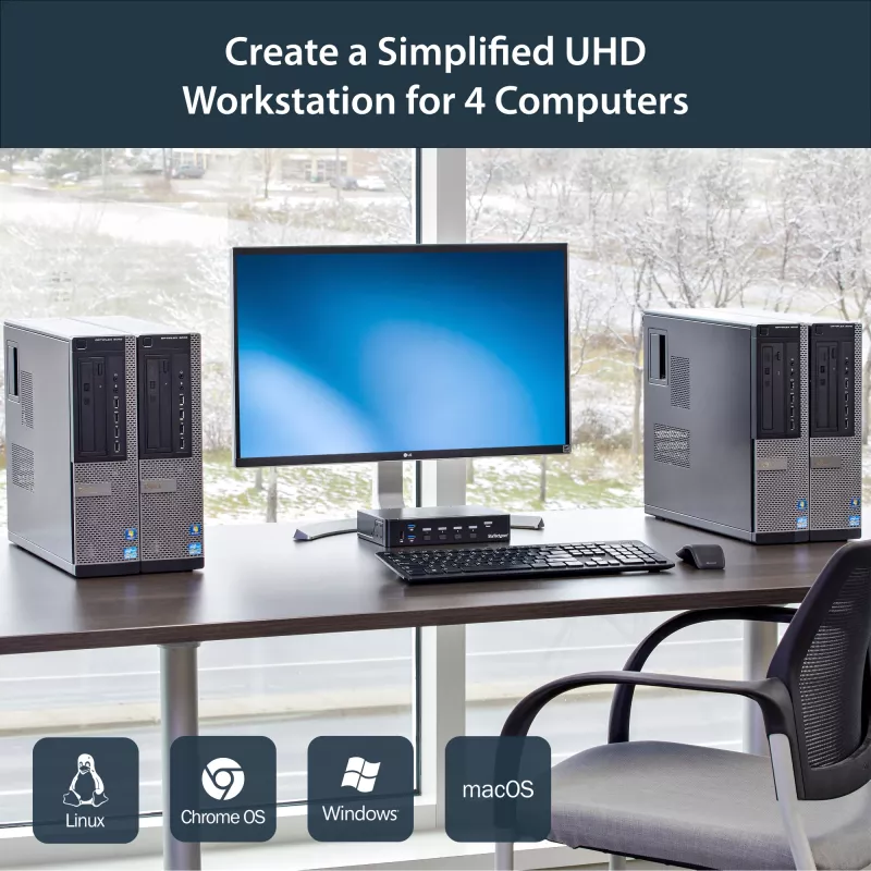 StarTech.com 4 prievadų DisplayPort KVM jungiklis su USB 3.0 - 4K 30Hz