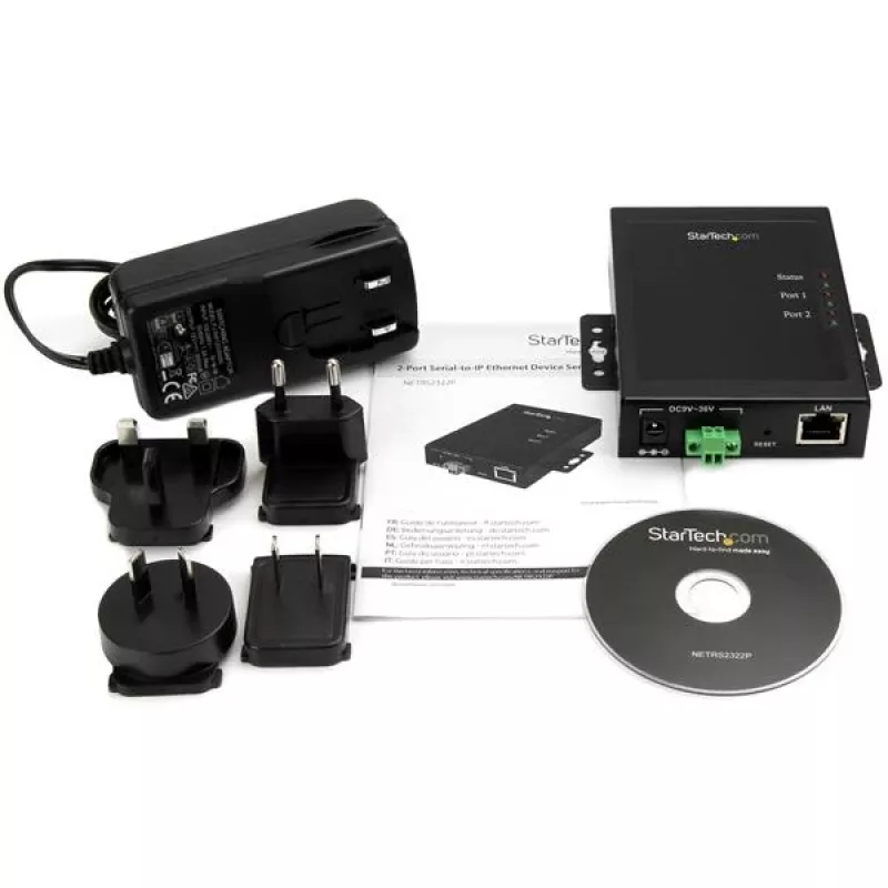StarTech.com 2 prievadų serijinis į Ethernet įrenginių serveris - RS232 - metalinis ir montuojamas