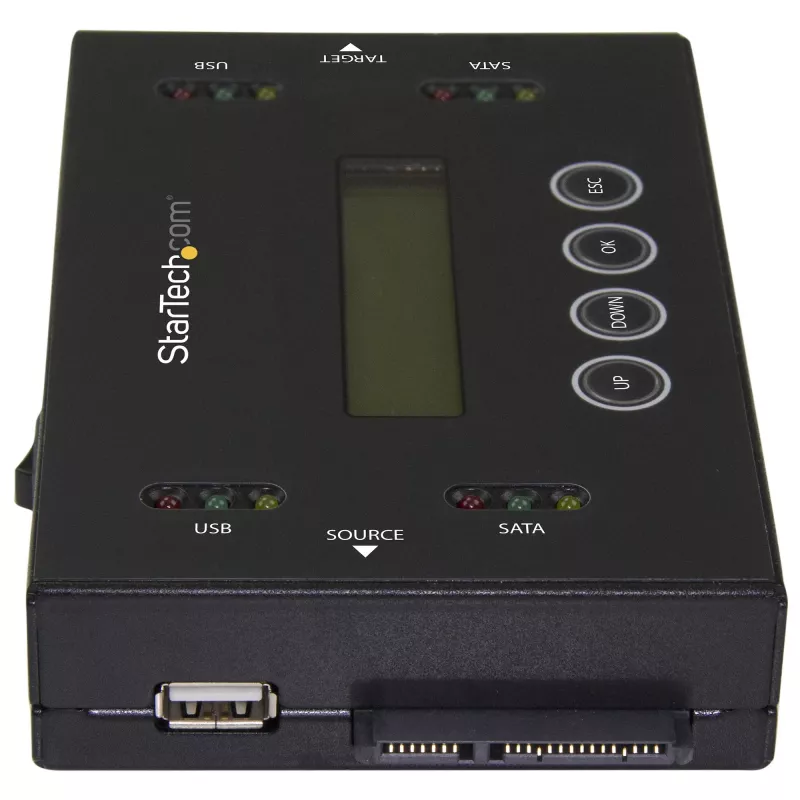 StarTech.com SU2DUPERA11 - USB ir SATA diskų kopijavimo ir trynimo įrenginys, 1:1, LCD ekranas