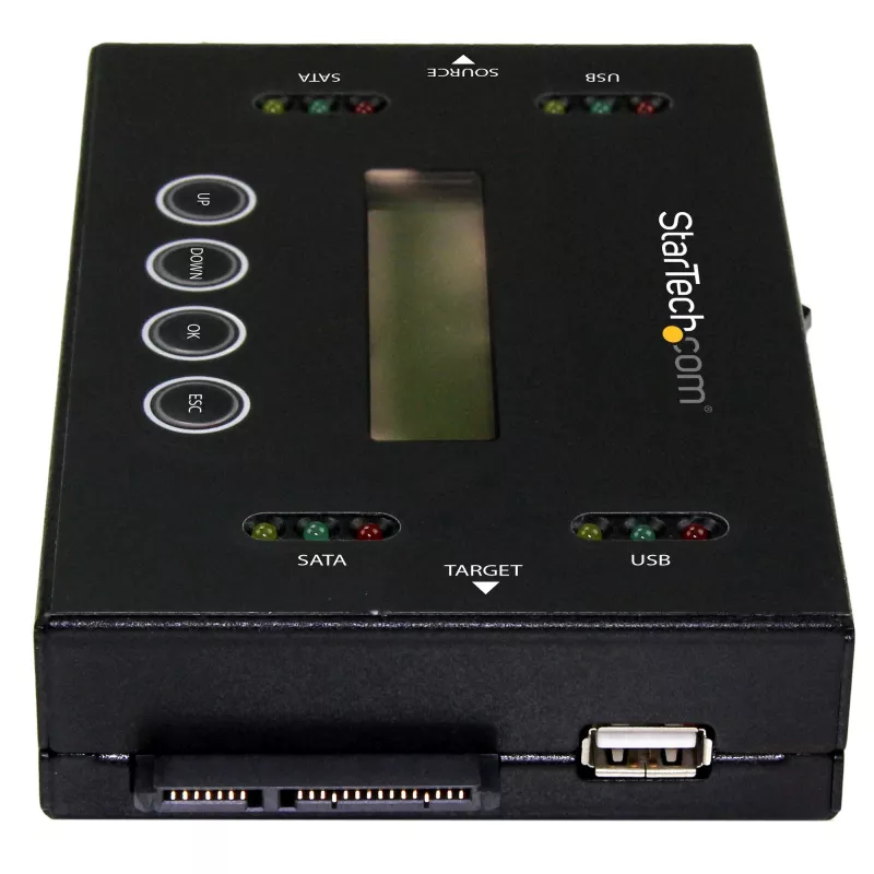 StarTech.com SU2DUPERA11 - USB ir SATA diskų kopijavimo ir trynimo įrenginys, 1:1, LCD ekranas