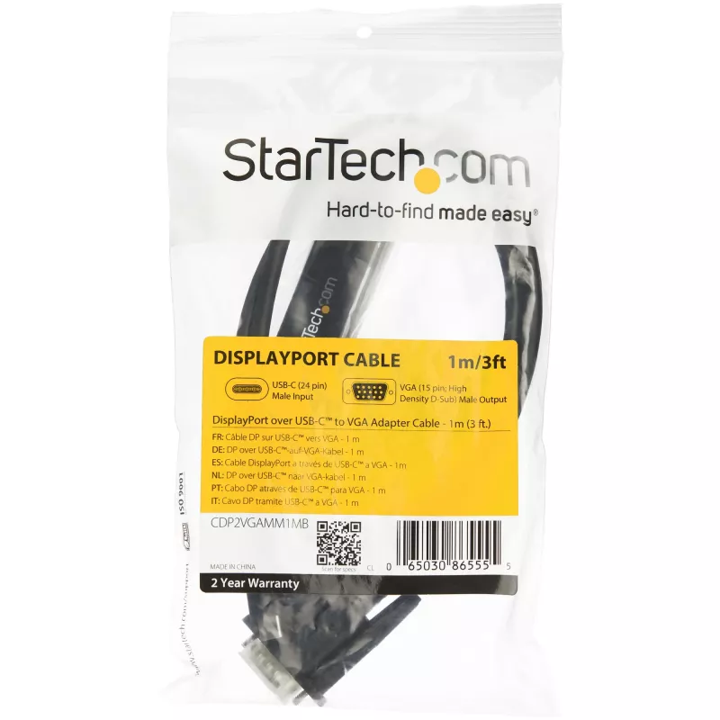 StarTech.com 1 m USB-C į VGA laidas - 1920x1200/1080p USB Type C į VGA vaizdo aktyvus adapterio laidas - suderinamas su Thunderbolt 3 - nešiojamam kompiuteriui prie VGA monitoriaus/projektoriaus - DP Alt Mode HBR2