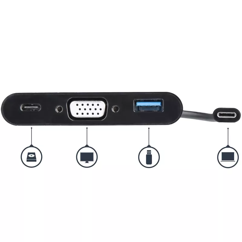 StarTech.com USB-C VGA kelių prievadų adapteris – USB 3.0 prievadas – 60W PD