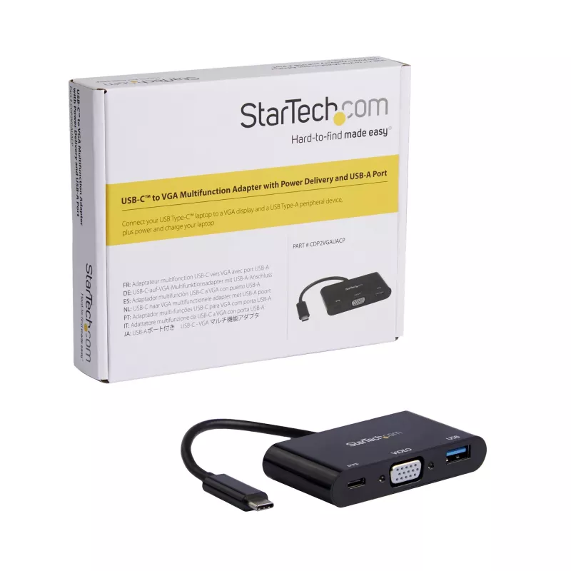 StarTech.com USB-C VGA kelių prievadų adapteris – USB 3.0 prievadas – 60W PD