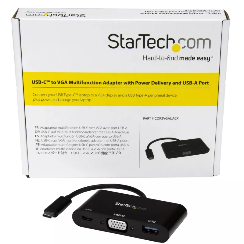 StarTech.com USB-C VGA kelių prievadų adapteris – USB 3.0 prievadas – 60W PD