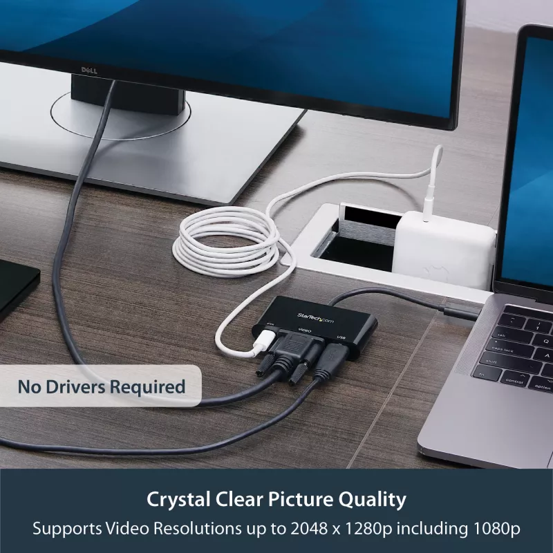StarTech.com USB-C VGA kelių prievadų adapteris – USB 3.0 prievadas – 60W PD