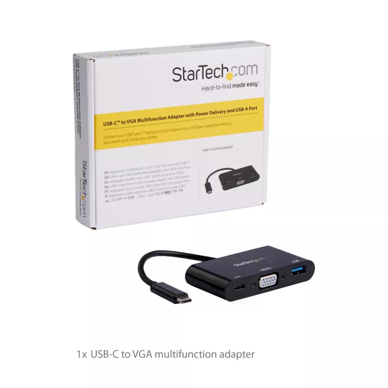 StarTech.com USB-C VGA kelių prievadų adapteris – USB 3.0 prievadas – 60W PD