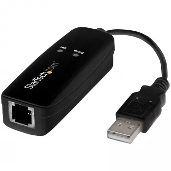 StarTech.com USB 2.0 Fax Modemas - 56K Išorinis aparatinės įrangos rinkimo V.92 modemas / Dongle / Adapteris - Kompiuterio / nešiojamojo kompiuterio faksmodemas - USB į telefono lizdą - USB duomenų modemas - Tinklo faksas / CMR / POS