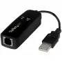 StarTech.com USB 2.0 Fax Modemas - 56K Išorinis aparatinės įrangos rinkimo V.92 modemas / Dongle / Adapteris - Kompiuterio / nešiojamojo kompiuterio faksmodemas - USB į telefono lizdą - USB duomenų modemas - Tinklo faksas / CMR / POS