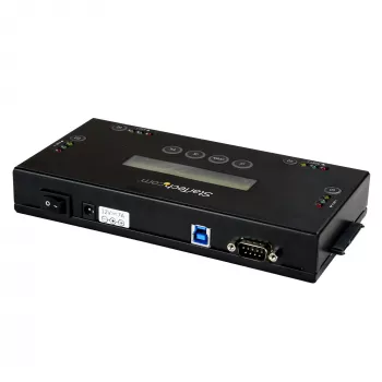 StarTech.com 4 lizdų SSD/HDD kietųjų diskų trynimo įrenginys - 2,5 colio ir 3,5 colio SATA - autonomiškas saugus išorinis diskų sanitizeris - 9 trynimo režimai - RS232 spausdintuvo prievadas - atitinka NIST/DOD ir TAA