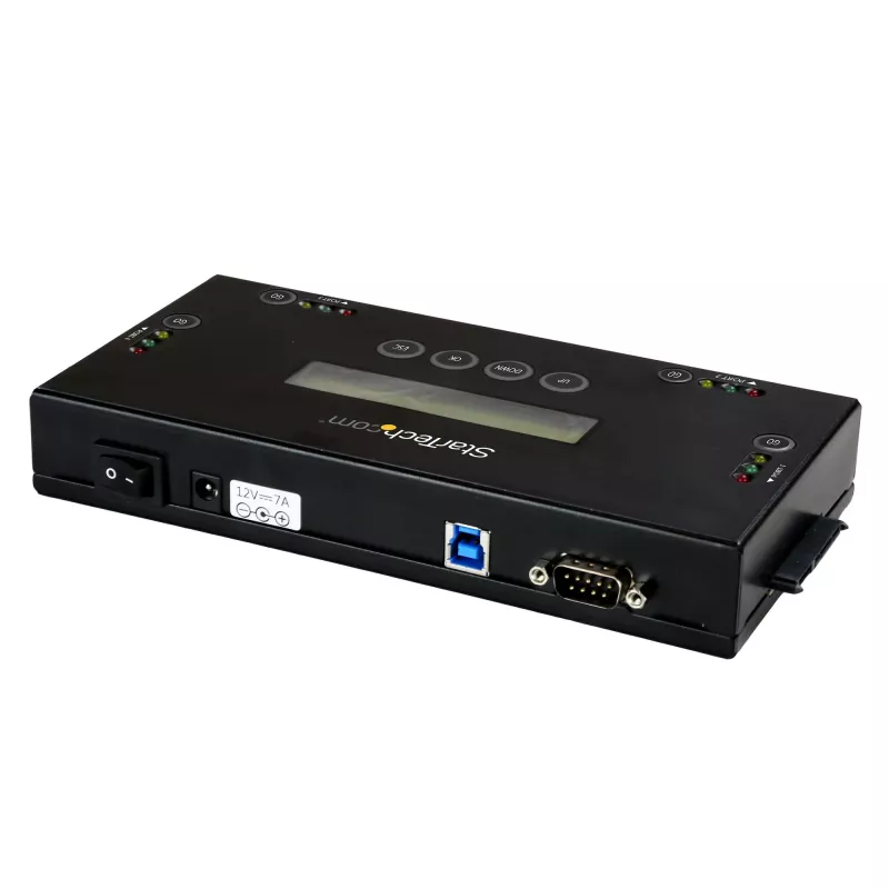 StarTech.com 4 lizdų SSD/HDD kietųjų diskų trynimo įrenginys - 2,5 colio ir 3,5 colio SATA - autonomiškas saugus išorinis diskų sanitizeris - 9 trynimo režimai - RS232 spausdintuvo prievadas - atitinka NIST/DOD ir TAA