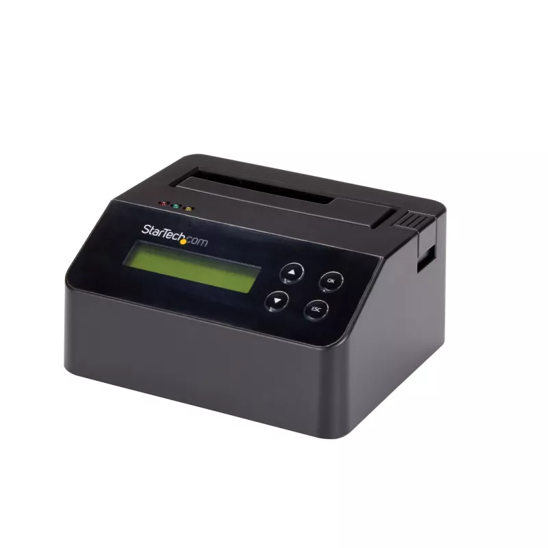 StarTech.com Vieno lizdo kietojo disko trynimo įrenginys, atskiras HDD/SSD sanitizer, 4Kn, USB 3.0 į SATA III (6 Gbps), 9 trynimo režimai, LCD ekranas, saugus kietojo disko trynimo dokas, DB-9 spausdintuvo prievadas, TAA atitikmuo