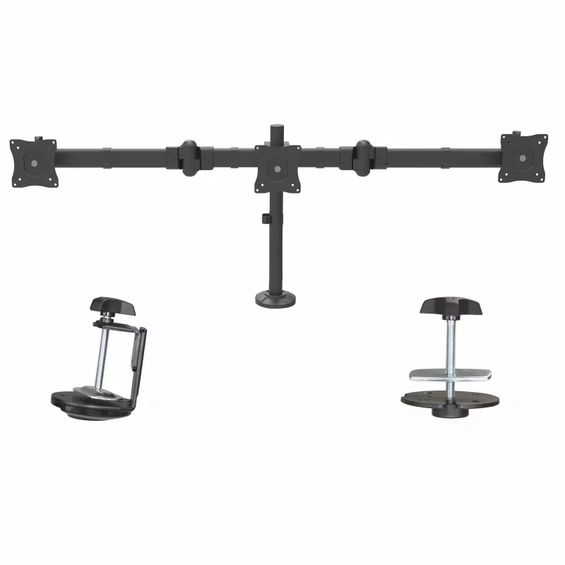 StarTech.com Trijų monitorių laikiklis stalviršiui - Ergonomiškas VESA 3 monitorių stovas iki 27 colių - Sukamasis ir aukščio reguliavimo stovas - Pakreipimas/Pasukimas/Sukimas LCD/LED ekranams - Stalviršio spaustuvas/įvorė