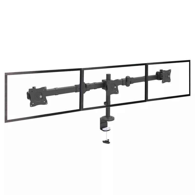 StarTech.com Trijų monitorių laikiklis stalviršiui - Ergonomiškas VESA 3 monitorių stovas iki 27 colių - Sukamasis ir aukščio reguliavimo stovas - Pakreipimas/Pasukimas/Sukimas LCD/LED ekranams - Stalviršio spaustuvas/įvorė