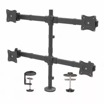 StarTech.com keturių monitorių stovas – ergonominis VESA laikiklis 2x2 iki 27 colių – reguliuojamas aukštis, pasukimas, pakreipimas, sukimas – stalviršio spaustuvas/anga