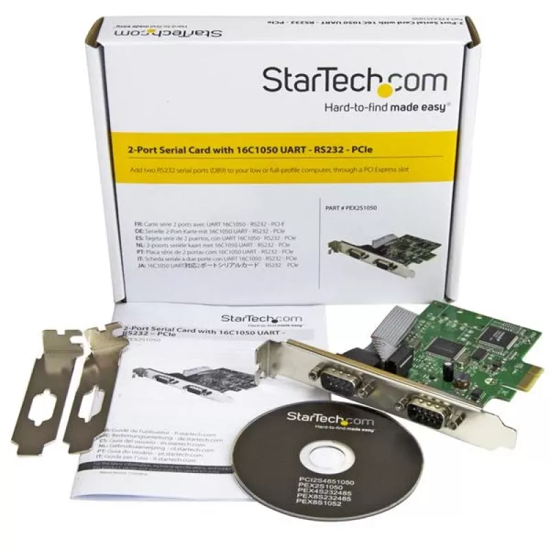 StarTech.com 2 prievadų PCI Express RS232 serijinė kortelė su 16C1050 UART