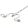 StarTech.com 1 m USB kelių įrenginių įkrovimo laidas – USB į Micro-USB, USB-C arba Lightning, skirtas iPhone/iPad/iPod/Android, Apple MFi sertifikuotas, 3 viename USB įkroviklis, pintas