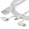 StarTech.com 1 m USB kelių įrenginių įkrovimo laidas – USB į Micro-USB, USB-C arba Lightning, skirtas iPhone/iPad/iPod/Android, Apple MFi sertifikuotas, 3 viename USB įkroviklis, pintas