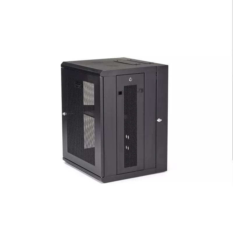 StarTech.com 4 stulpų 15U sieninis tinklo spintas su 1U lentyna, 19 colių šarnyrinis sieninis serverio stovas duomenų / AV / elektronikos / kompiuterių įrangai, lankstus ventiliuojamas stovo gaubtas