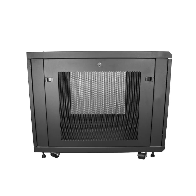 StarTech.com 4-Post 12U Server Rack Cabinet – užrakinama 19 colių spinta serveriams, AV ir IT įrangai, biuro/namų tinklo stovas su ratukais ir reguliuojamais bėgiais