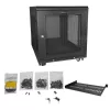StarTech.com 4-Post 12U Server Rack Cabinet – užrakinama 19 colių spinta serveriams, AV ir IT įrangai, biuro/namų tinklo stovas su ratukais ir reguliuojamais bėgiais