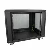 StarTech.com 4-Post 12U Server Rack Cabinet – užrakinama 19 colių spinta serveriams, AV ir IT įrangai, biuro/namų tinklo stovas su ratukais ir reguliuojamais bėgiais
