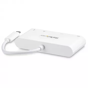 StarTech.com USB-C kelių prievadų adapteris – USB-C į DVI-D vaizdo adapteris su 60 W maitinimo perdavimo įkrovimu, GbE, USB-A – nešiojamas USB Type-C / Thunderbolt 3 mini dokas