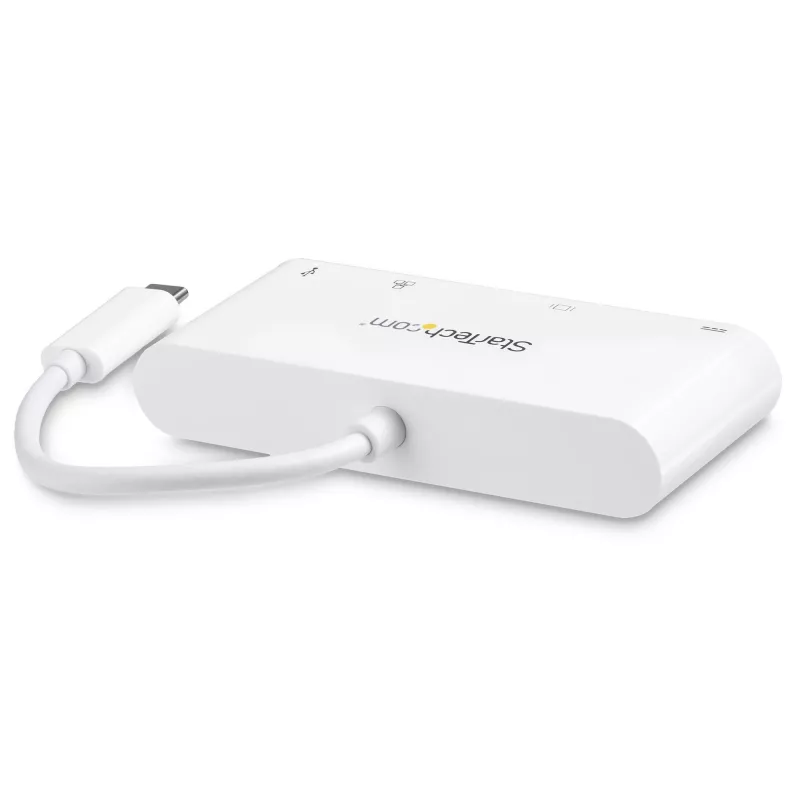 StarTech.com USB-C kelių prievadų adapteris – USB-C į DVI-D vaizdo adapteris su 60 W maitinimo perdavimo įkrovimu, GbE, USB-A – nešiojamas USB Type-C / Thunderbolt 3 mini dokas