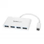 StarTech.com 4 prievadų USB-C šakotuvas su 4x USB-A prievadais (USB 3.0 SuperSpeed 5Gbps) – maitinamas iš USB – nešiojamas / nešiojamojo kompiuterio USB-C į USB-A adapterio šakotuvas – USB 3.2 Gen 1 Type-C šakotuvas – baltas