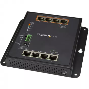 StarTech.com Pramoninis 8 prievadų Gigabit PoE jungiklis - 4 x PoE+ 30W - Maitinimas per Ethernet - Patvarus GbE L2 valdomas jungiklis - Atšiauriam naudojimui IP-30/-40°C iki +75°C - TAA