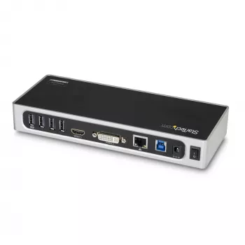 StarTech.com USB 3.0 dokavimo stotelė su dviem monitoriais – HDMI, DVI/VGA, 6 prievadų USB 3.1 5Gbps šakotuvas, GbE, garsas – universali Type-A dokavimo stotelė, skirta Windows ir Mac