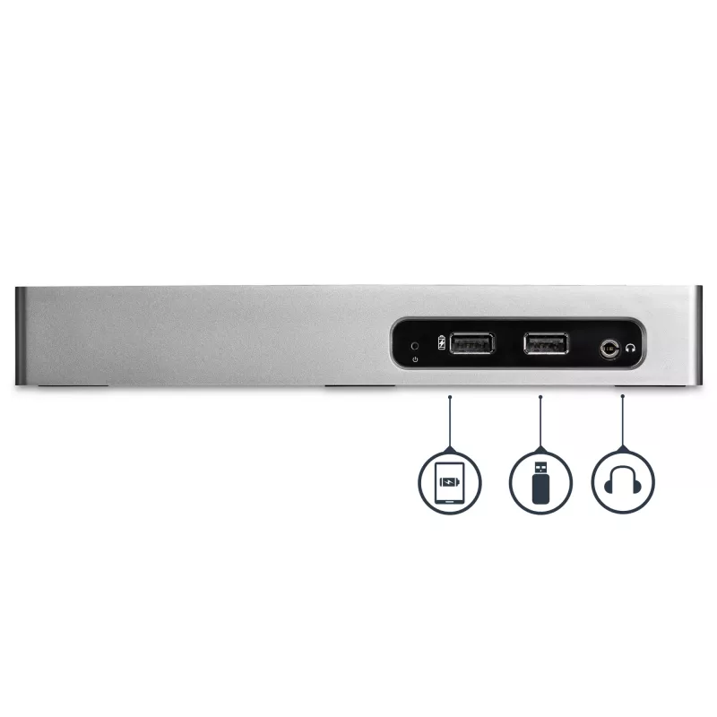 StarTech.com USB 3.0 dokavimo stotelė su dviem monitoriais – HDMI, DVI/VGA, 6 prievadų USB 3.1 5Gbps šakotuvas, GbE, garsas – universali Type-A dokavimo stotelė, skirta Windows ir Mac
