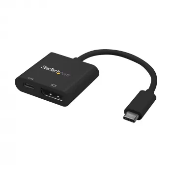StarTech.com USB-C į DisplayPort adapteris su maitinimo tiekimu – 4K 60Hz HBR2 – USB Type-C į DP 1.2 monitoriaus vaizdo keitiklis su įkrovimu – 60W PD perdavimas – suderinamas su Thunderbolt 3
