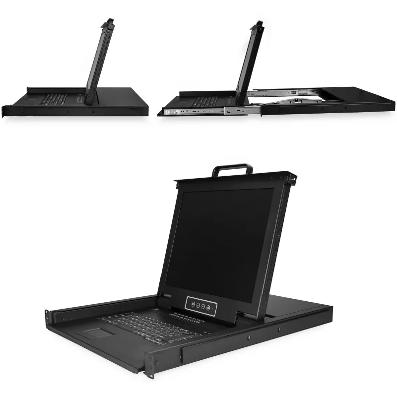 StarTech.com 16 prievadų stelažinis KVM konsolė su 6 pėdų kabeliais – integruotas KVM jungiklis su 17 colių LCD monitoriumi – pilnai įrengtas 1U LCD KVM stalčius – OSD KVM – patvarus 50 000 MTBF – USB + VGA palaikymas