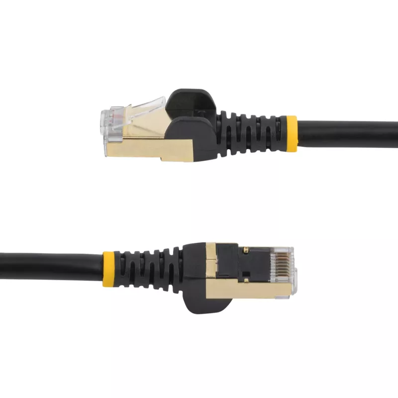 StarTech.com 0,50 m CAT6a Ethernet kabelis – 10 Gigabit ekranuotas RJ45 100W PoE jungiamasis laidas – 10GbE STP tinklo kabelis su įtempimo mažinimu – juodas, individualiai išbandytas / laidų UL sertifikuotas / TIA